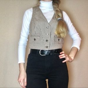 Larry Levine Tuxedo Style Sleeveless Striped Vest